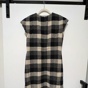 New Chanel dress in grey, black and beige plaid.